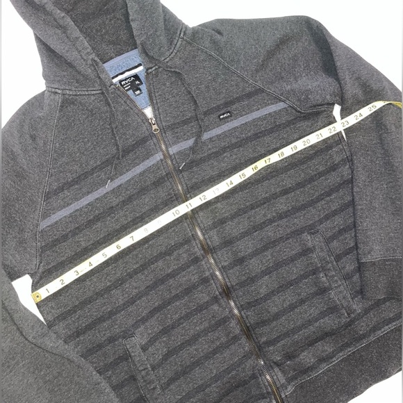 RVCA Striped Full Zip Hoodie Gray Mens XL - Picture 6 of 6